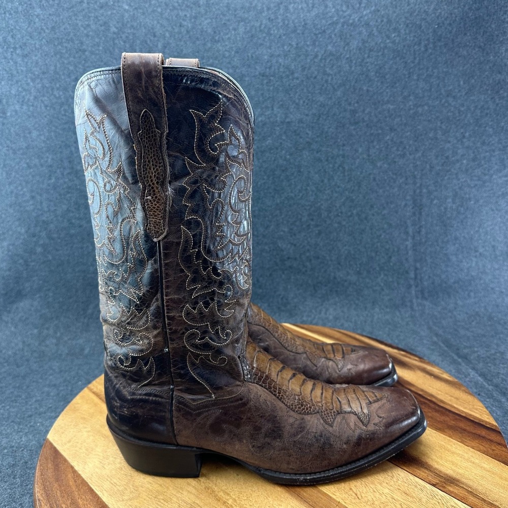 Dan Post Genuine Ostrich Leg Brown Leather Western Cowboy Boots Mens 9D 3699